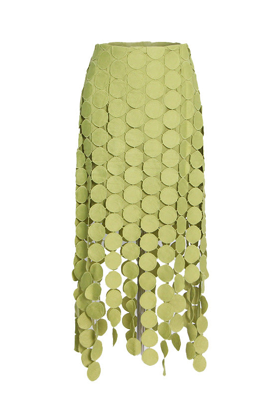 【AAKE】FRILL PIGMENT MIDI SK asymmetric-high-waist-laser-