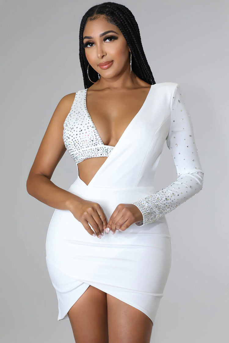 White bodycon deals cutout dress