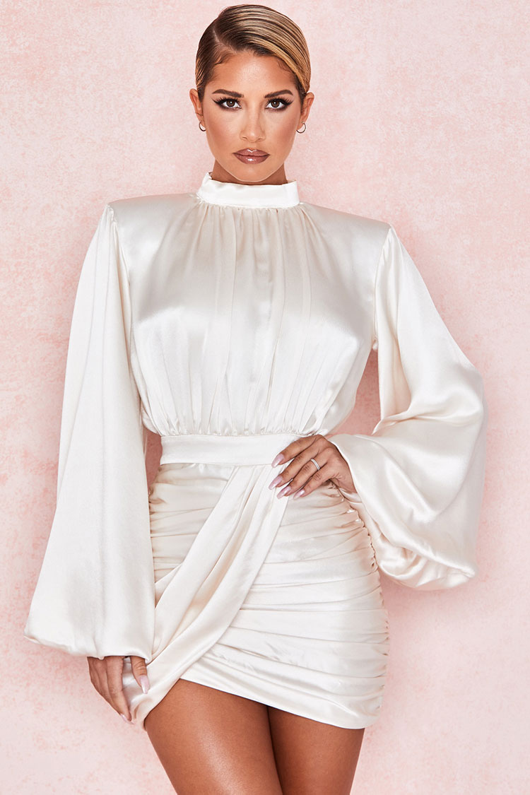 White clearance satin bodycon