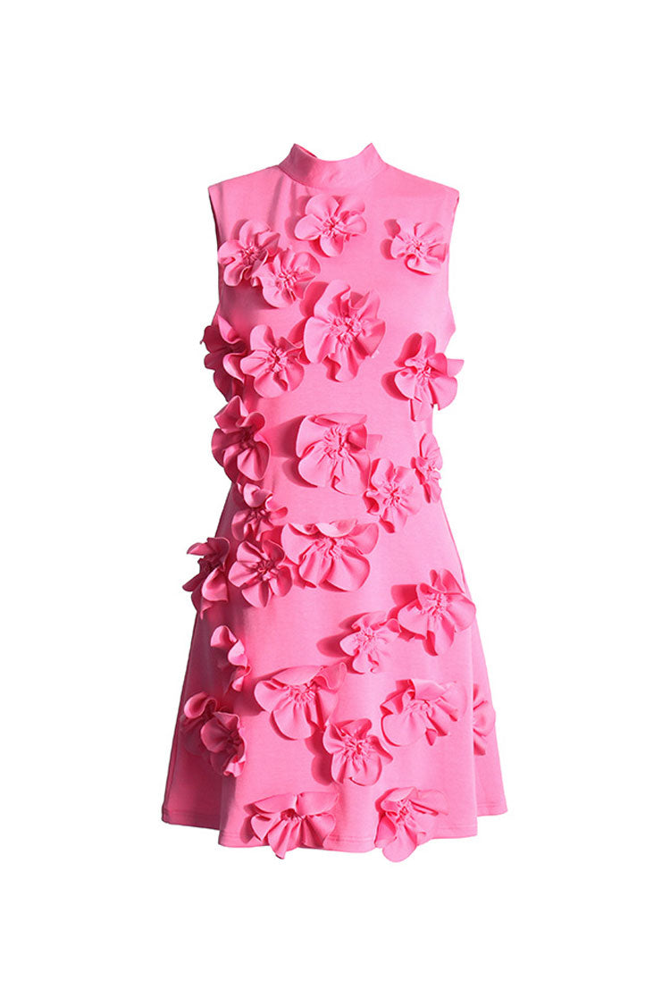 Celebrity Bow Tie Neck Rosette Sleeveless A Line Crepe Party
