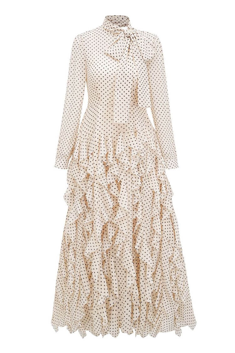 Ruffle neck dress long sleeve hotsell