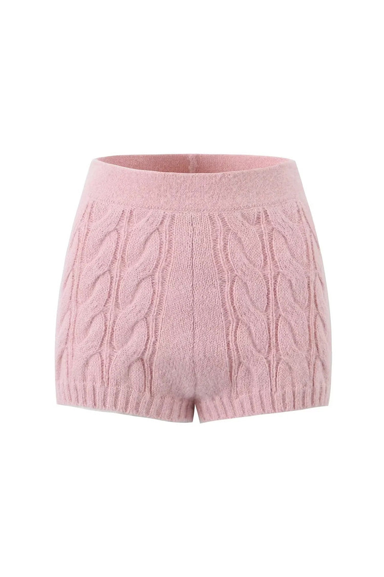 【Anyone more】Moving Knit Ribbed Short Pants all-natural-zero-waste-knitted