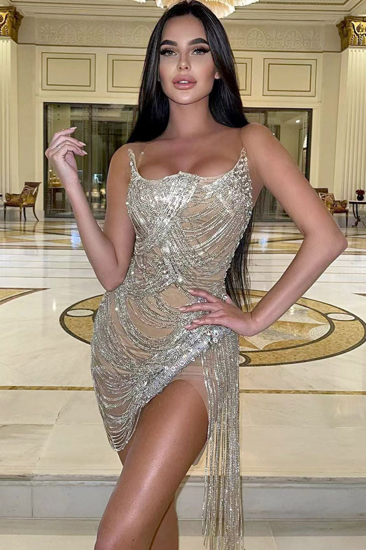 Crystal Sexy Short Mini Draped Party Dress Crystal Sexy Short Mini Draped Party Dress