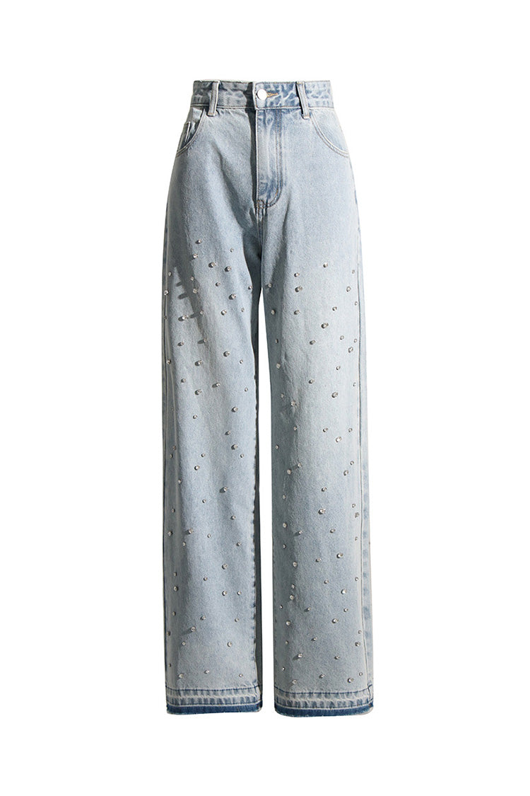 パンツ GLITTER DENIM WIDE STRAIGHT MOUSSY（マウジー）の「GLITTER DENIM WIDE STRAIGHT（デニム