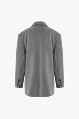 Asymmetric Shoulder Pad Single Breasted Split Oversized Wool Blend Blazer