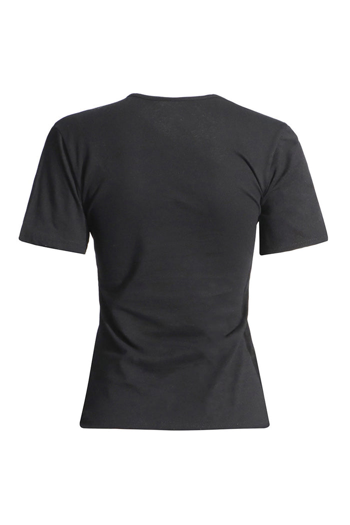 【SULVAM】BLACK SHORT SLEEVECUT T-SHIRTS Buy Black Slim Fit Short Sleeve Soft Touch Polyamide T-Shirt