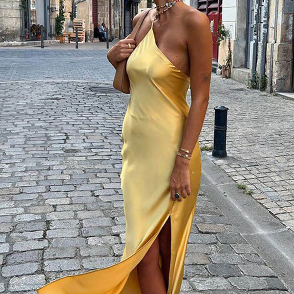 Silky yellow dress hotsell