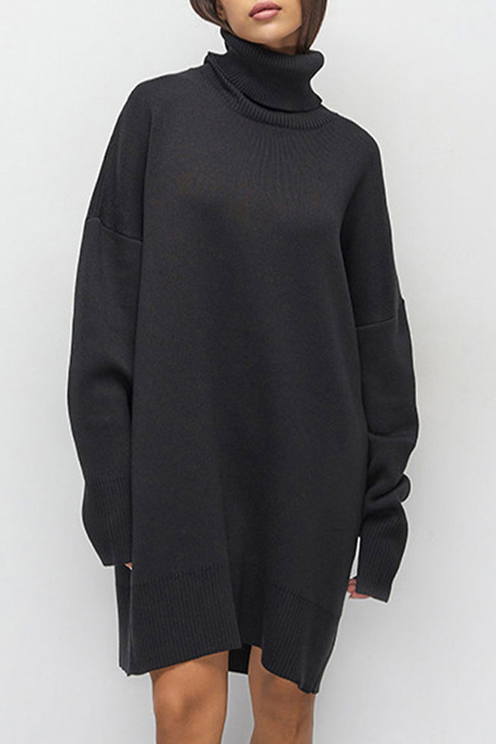 Casual Turtleneck Long Sleeve Shift Winter Oversized Sweater