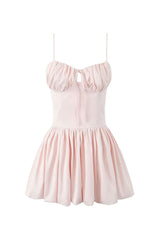 Cute Bow Tie Sweetheart Ruched Bustier Fit & Flare Bubble Mini Sundress
