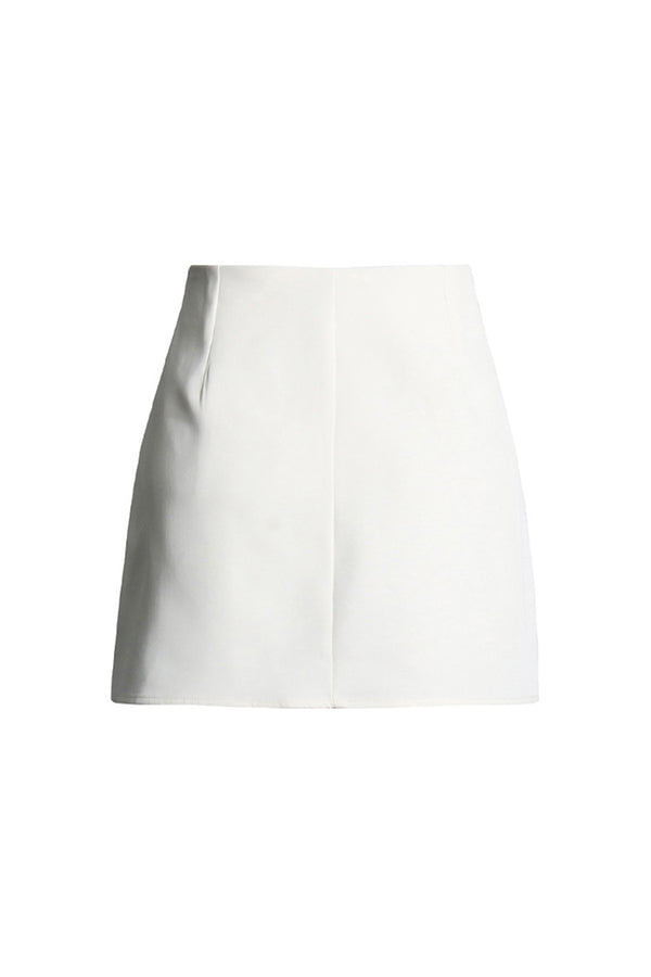 Dreamy Solid Color Bloom Rosette High Waist Crepe Bodycon Mini Skirt