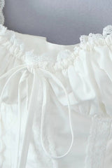 Bow-Tie Lace Trimming Blouse（Tシャツ/カットソー）｜Her lip