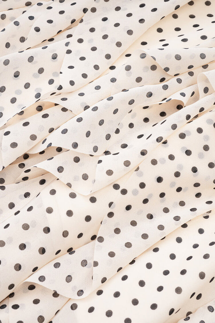 Elegant Polka Dot Tie Neck Long Sleeve Chiffon Ruffle Tiered