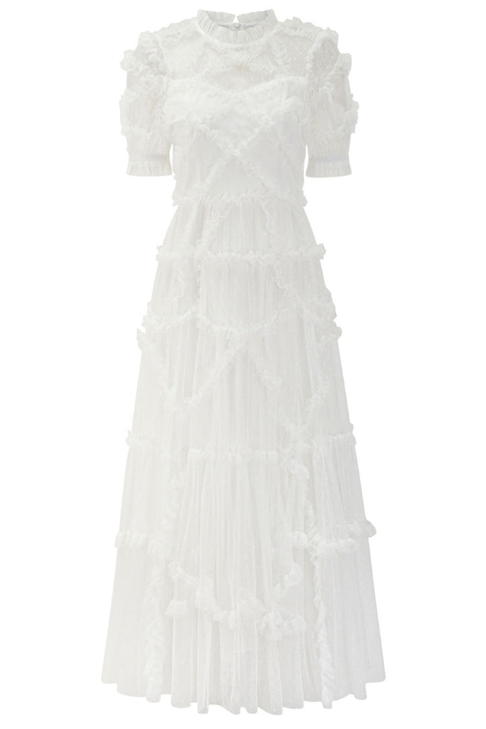 トップス lawgy tulle docking frill sweat Tulle Ruffle Shell