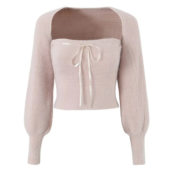 fluffy-tie-front-knitted-tube-
