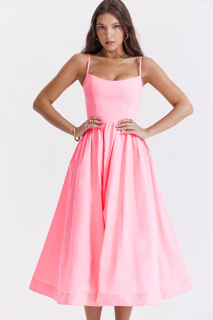 Fit and flare midi dress with pockets outlet