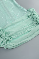 Glitter Sequin Sleeveless Lace Up Rosette Ruched Micro Mini Party Dress