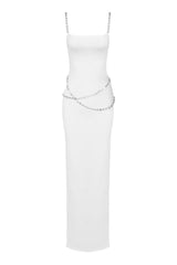 Goddess Chain Link Bandage Knit Sleeveless Bodycon Slip Evening Maxi Dress