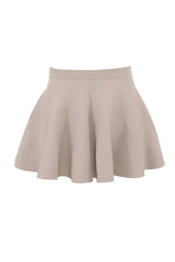 Minimalist Monochromatic High Waist Flounce A Line Ribbed Knit Mini Skirt