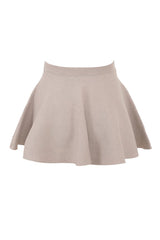 Minimalist Monochromatic High Waist Flounce A Line Ribbed Knit Mini Skirt