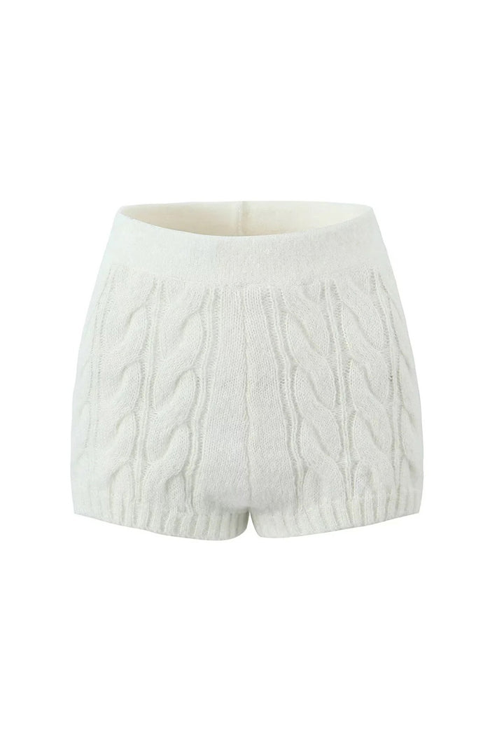 Cropped sweater with cable knit and perforations - Creamy