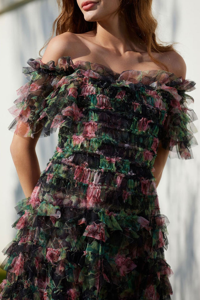 Rosé Muse floral print tulle dress　M floral print tulle dress – BUNNY APARTMENT