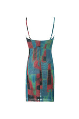 Sexy Blurry Geometric Printed Mesh Bodycon Sleeveless Club Mini Dress