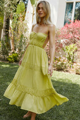 Sexy Bow Tie Backless Smocked Tiered Ruffle Beach Vacation Midi Sundress