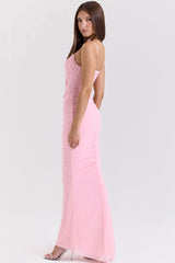 Sexy Butterfly Applique Ruched Bodycon Mesh Mermaid Evening Maxi Dress