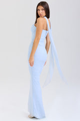 Sexy Mesh Scarf Strapless Crop Corset Ruched Maxi Skirt Two Piece Dress