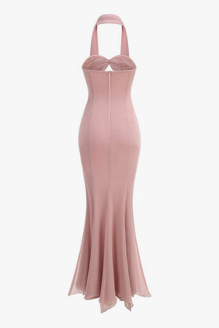★Cest Moidew★ Cest_Smudged print fishtail dress Ceremony Abstract Print Bandeau Fishtail Maxi Dress – Club L
