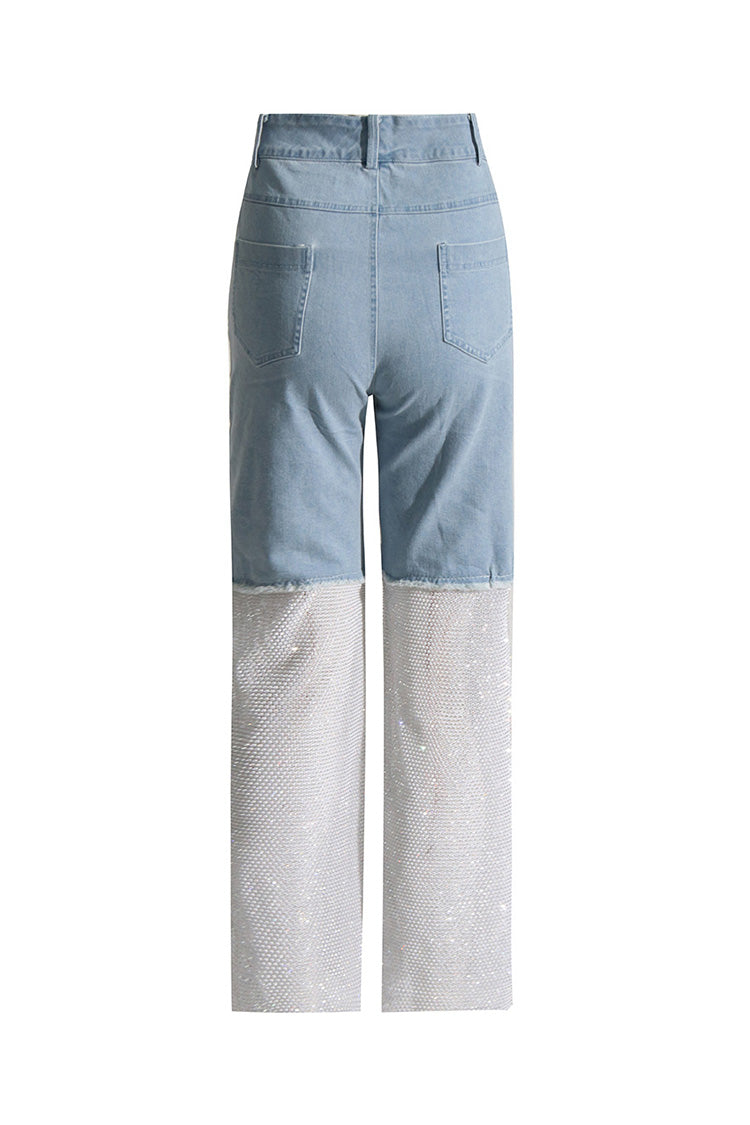 パンツ GLITTER DENIM WIDE STRAIGHT MOUSSY（マウジー）の「GLITTER DENIM WIDE STRAIGHT（デニム