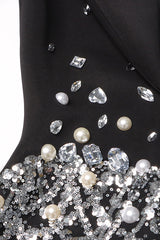 Sparkly Crystal Sequin Fringe Peak Lapel Zip Up Cinched Waist Party Blazer Mini Dress