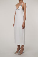 Sparkly Crystal Spaghetti Strap V Neck Split Bodycon Cocktail Slip Midi Dress