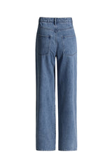 Sparkly Rhinestone High Waist Full Length Straight Leg Denim Jeans