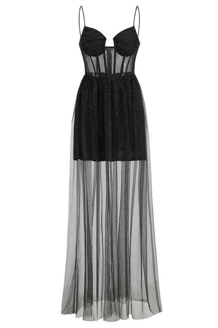 アメリヴィンテージ　BLACK TULLE RAFFLE CAMI TOP BLACK TULLE RAFFLE CAMI TOP