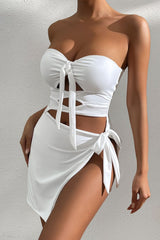 Stunning Sweetheart Bow Tie Cutout Thigh Split Tube Micro Mini Club Dress - White