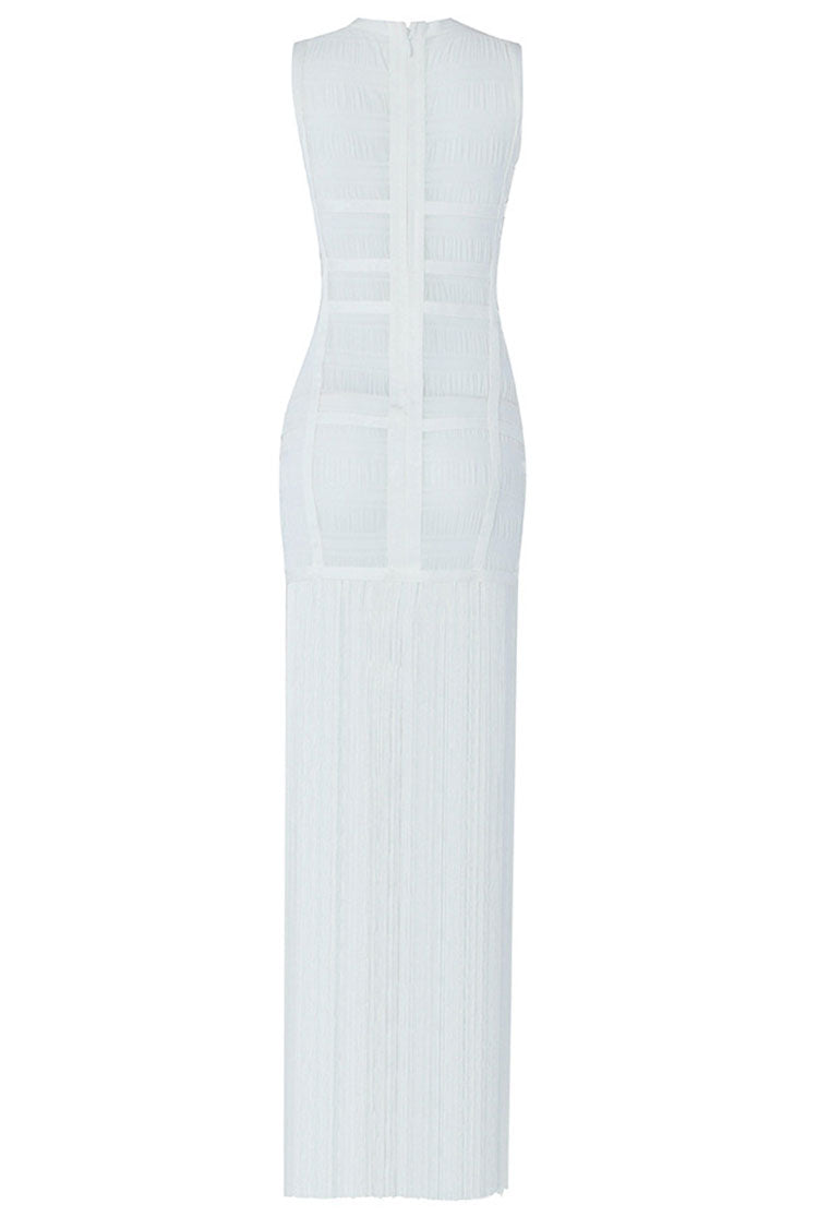 Faye Bandage Fringe Maxi Dress - White