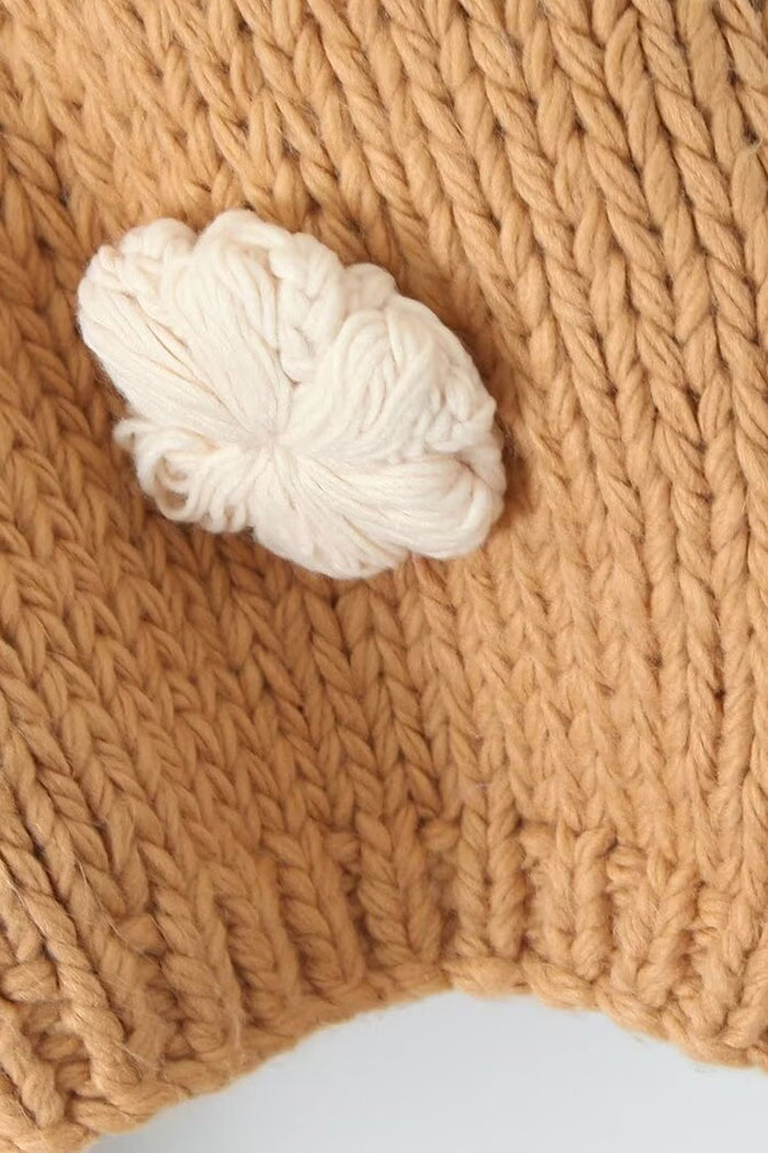 Vintage 3D Flower Oversized Chunky Yarn Winter Crochet Knit