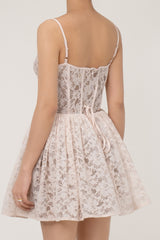 Vintage Bustier Corset Drop Waist Tulle Layer Lace Slip Party Mini Dress