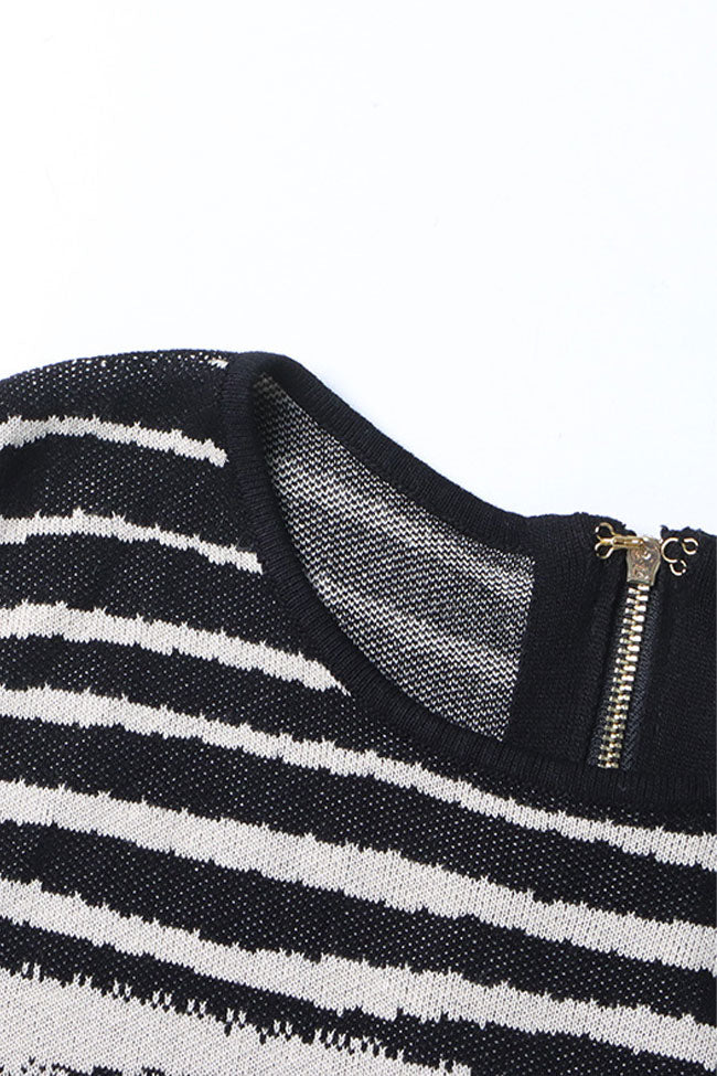 Vintage Geometric Print Crew Neck Sleeveless Bodycon Sweater Maxi Dress