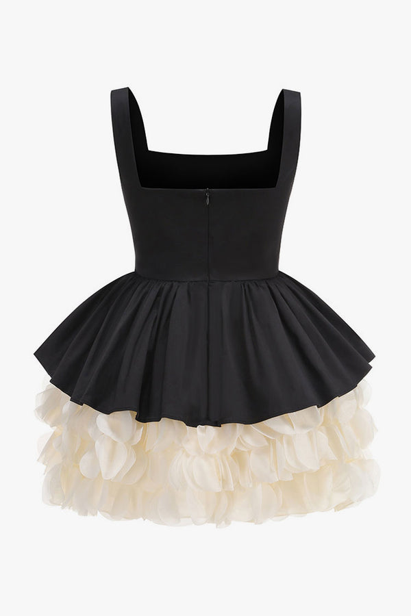 Vintage Sleeveless Corset Ruched Tiered Ruffle Tulle Party Mini Dress