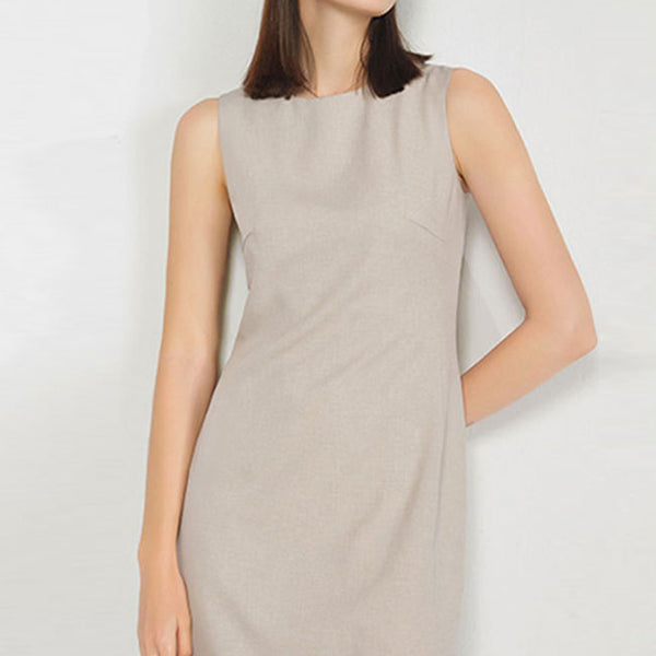 Khaki sleeveless shirt dress cheap
