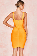 Glamorous Sleeveless Bodycon Bandage Mini Dress - Yellow