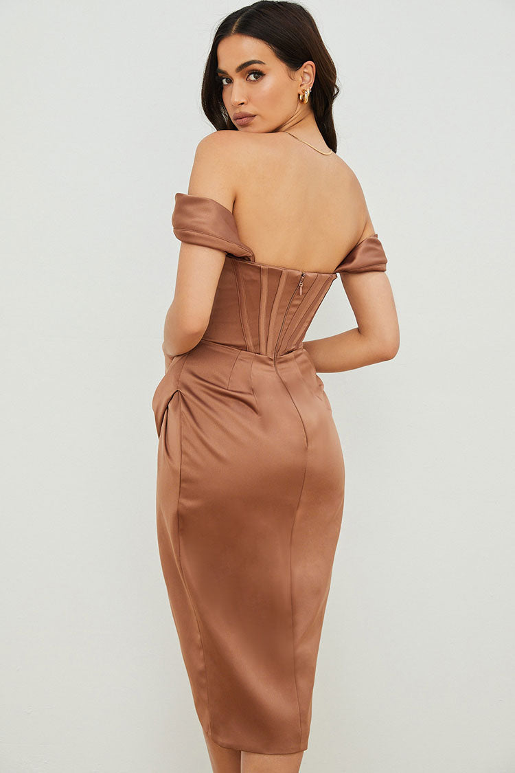 Satin split midi dress top