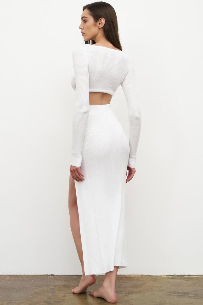 【韓国 Rest & Recreation】RR BACK SLIT DRESS - WHITE The White One Shoulder Slit Maxi Dress & Reviews - White