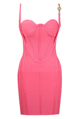 Sexy Pleated Trim Sweetheart Bustier Bodycon Bandage Mini Dress - Pink