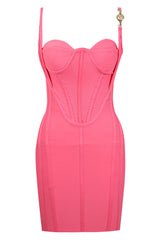 Sexy Pleated Trim Sweetheart Bustier Bodycon Bandage Mini Dress - Pink