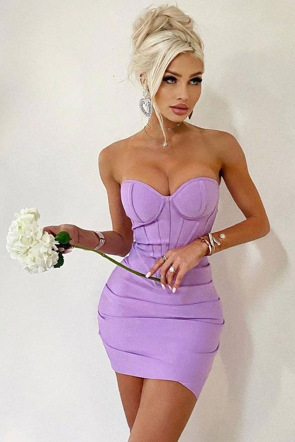 Sexy Sweetheart Strapless Pleated Bodycon Bandage Mini Dress