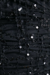 Sparkly Sequin Plunging High Split Backless Evening Maxi Dress - Black