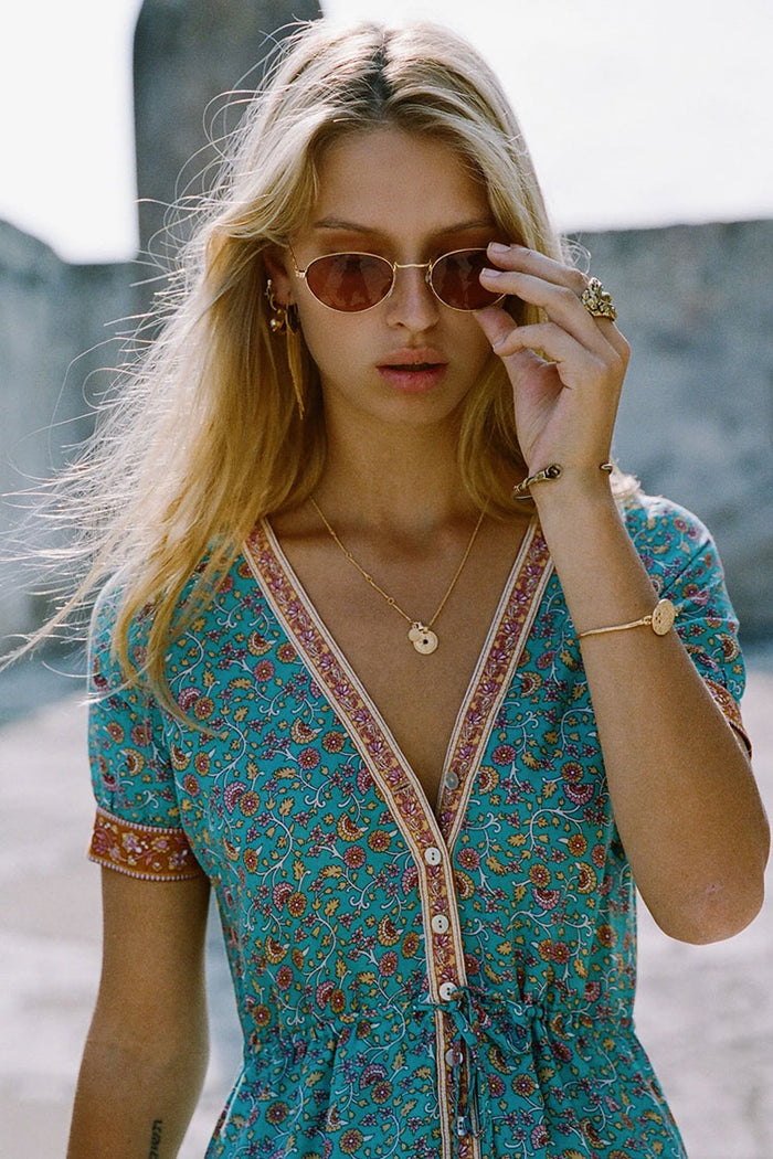 Teal bohemian dress shop